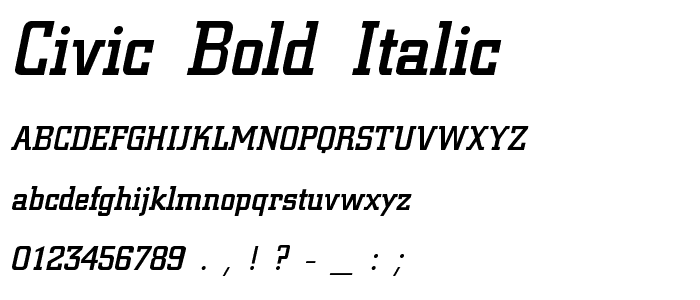Civic Bold Italic font